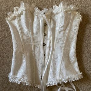 Women's Lace Up Boned Overbust Corset with butterflies